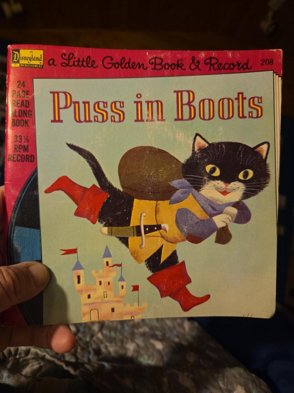 Disney Puss in Boots Record & Storybook - Red, Black, Yellow
